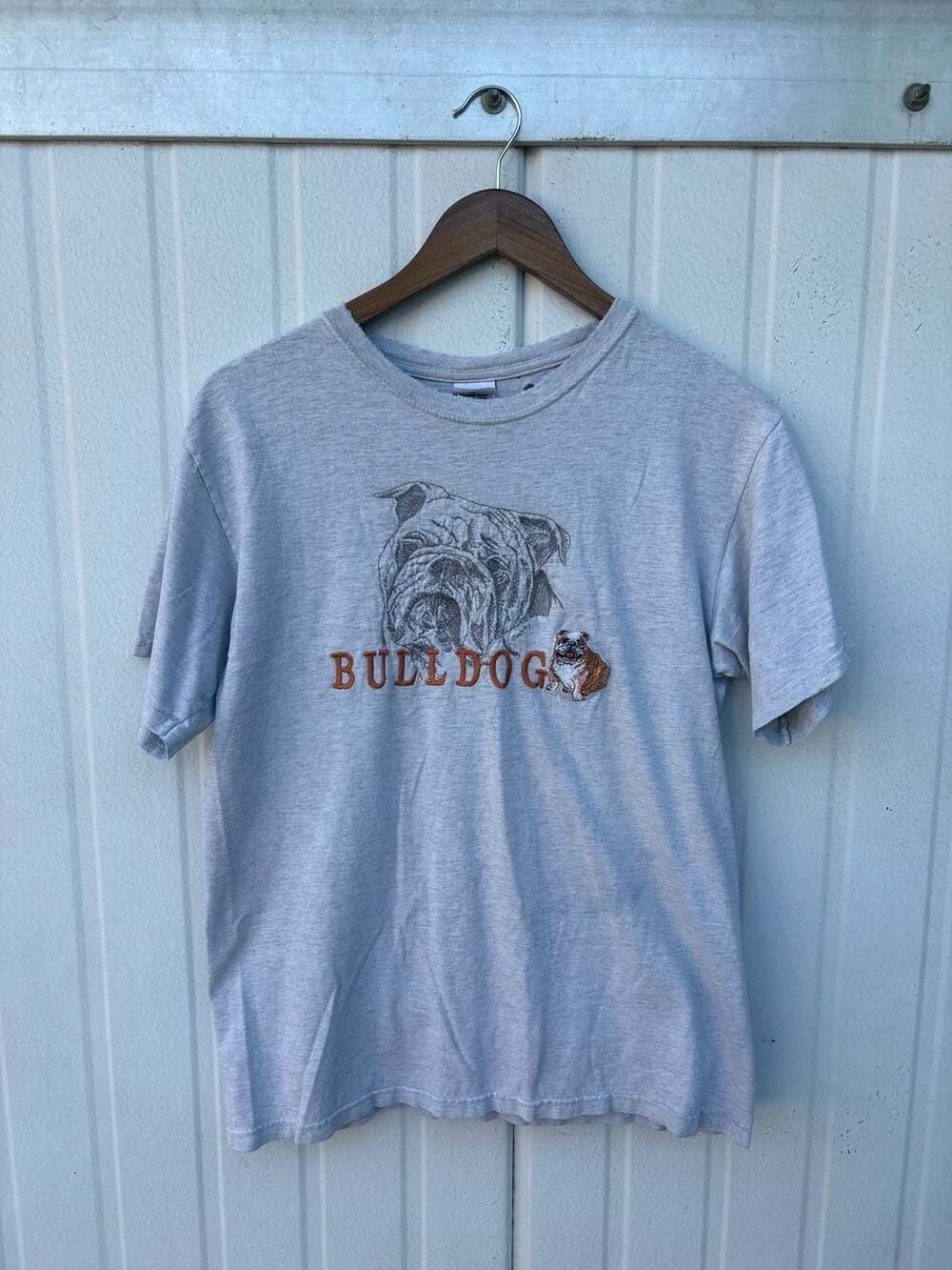 Vintage Anvil Bulldog Graphic T-Shirt Gray Medium
